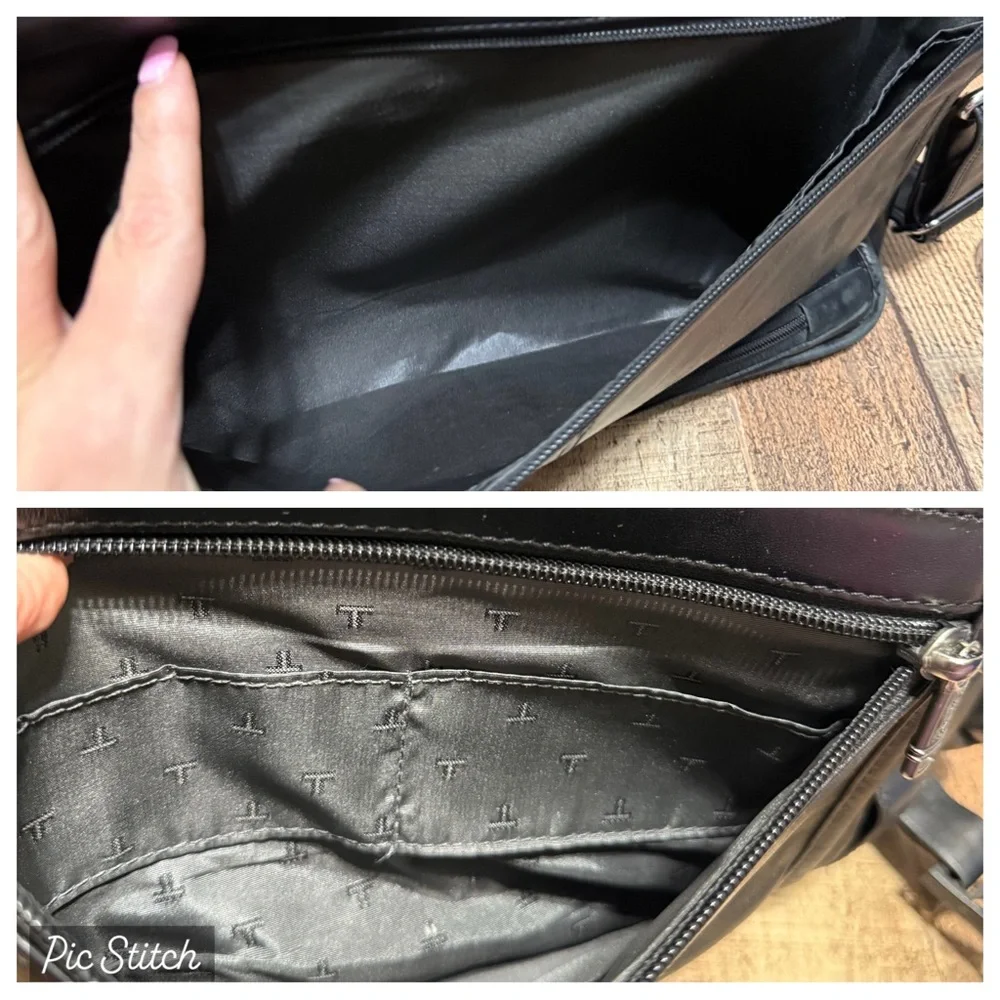 TUMI Alpha Nappa Leather Flap Expandable Briefcase Black Messenger Bag Has Flaws